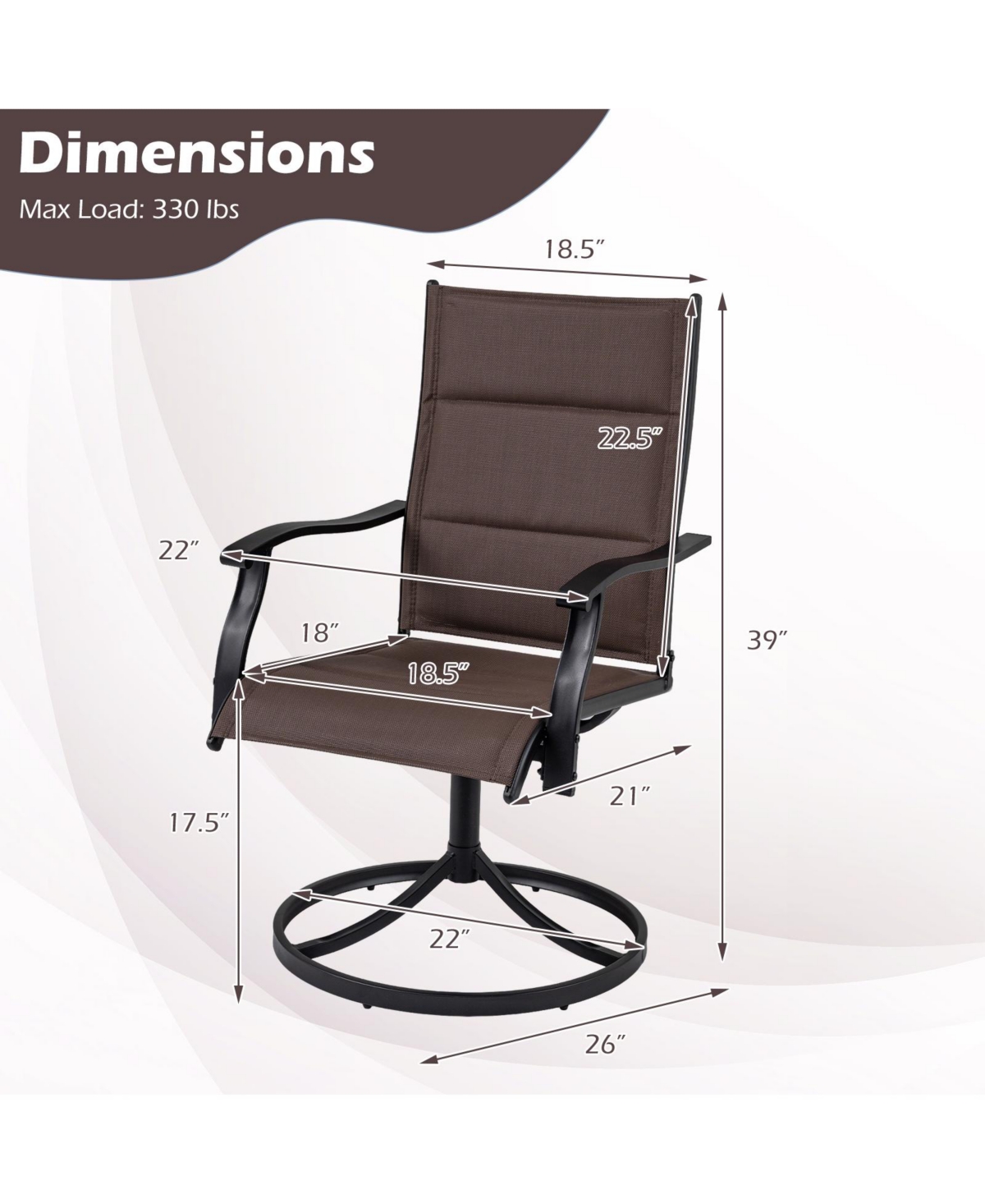 Gymax Padded Patio Swivel Chairs Set of 4 Ergonomic Outdoor Dining