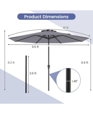 Patio Heavy Duty Market Umbrella w/ Tilt Mechanism Crank Handle 8 Sturdy Ribs Outdoor