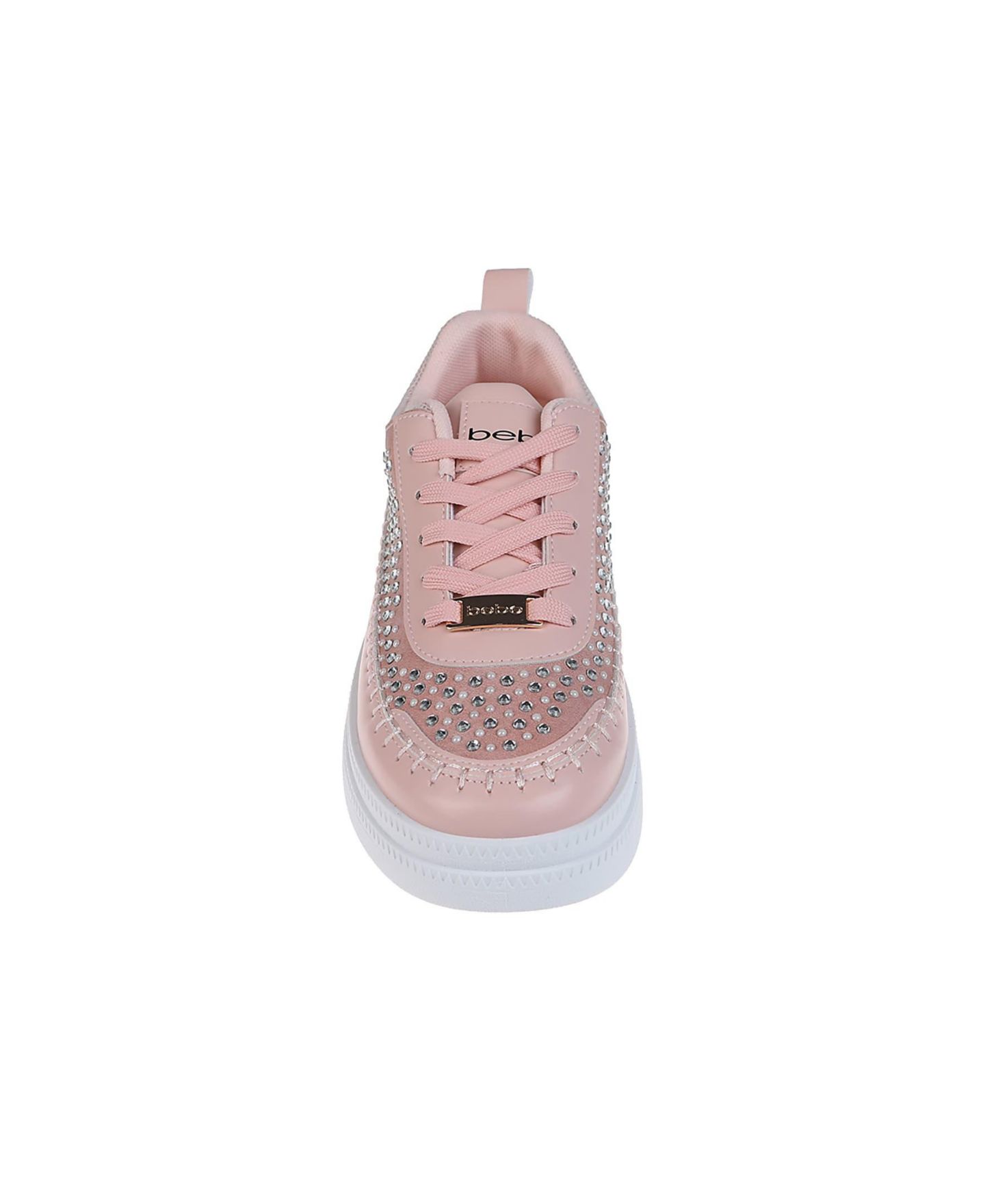 Женские кроссовки Bebe Sneaker with Pearl and Rhinestone Embellished Upper, цвет: Пудровый — фото 4