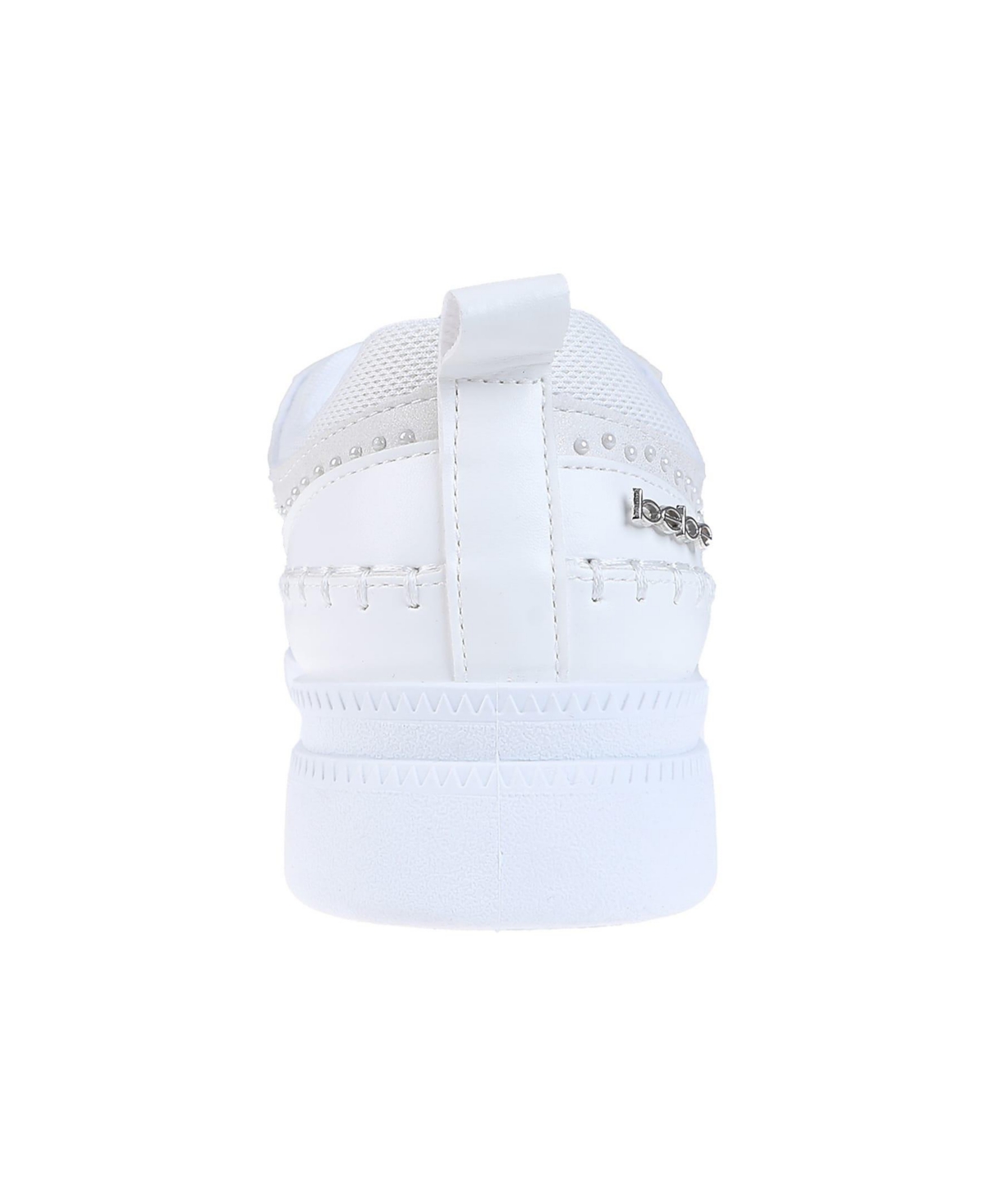 bebe Women's Sneaker with Pearl and Rhinestone Embellished Upper