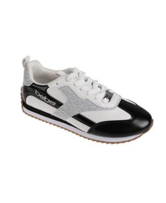 Women's Sneaker with Lurex Upper and bebe Rhinestone Hardware