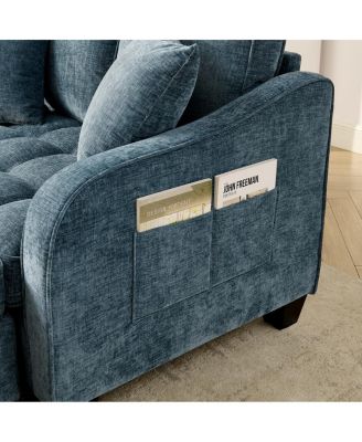 two-seater sofa chaise longue with storage footrest and pillows