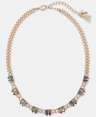 Gold-Tone Chain Stone Frontal Necklace