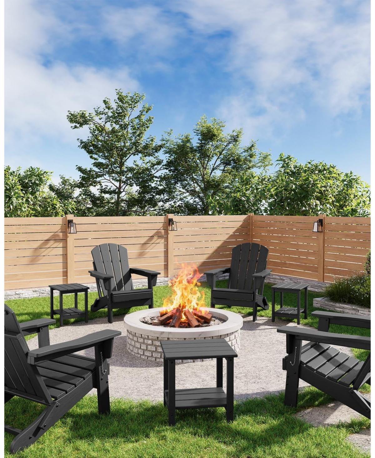 gaomon Adirondack Outdoor Side Table Patio Side Tables for Outside, All-Weather End Table for Patio Pool Deck Indoor Backyard