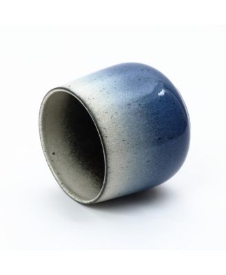 Decorative Blue Ombre Planter, 9.65" Tall Ceramic Pot for Tabletop or Patio