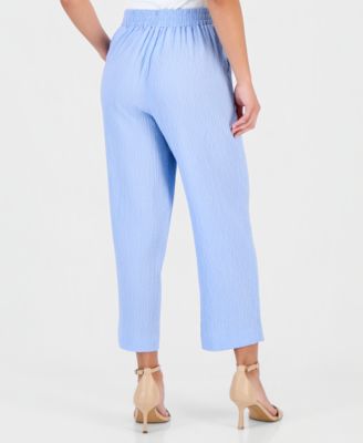 Petite Textured High Rise Pull-On Pants