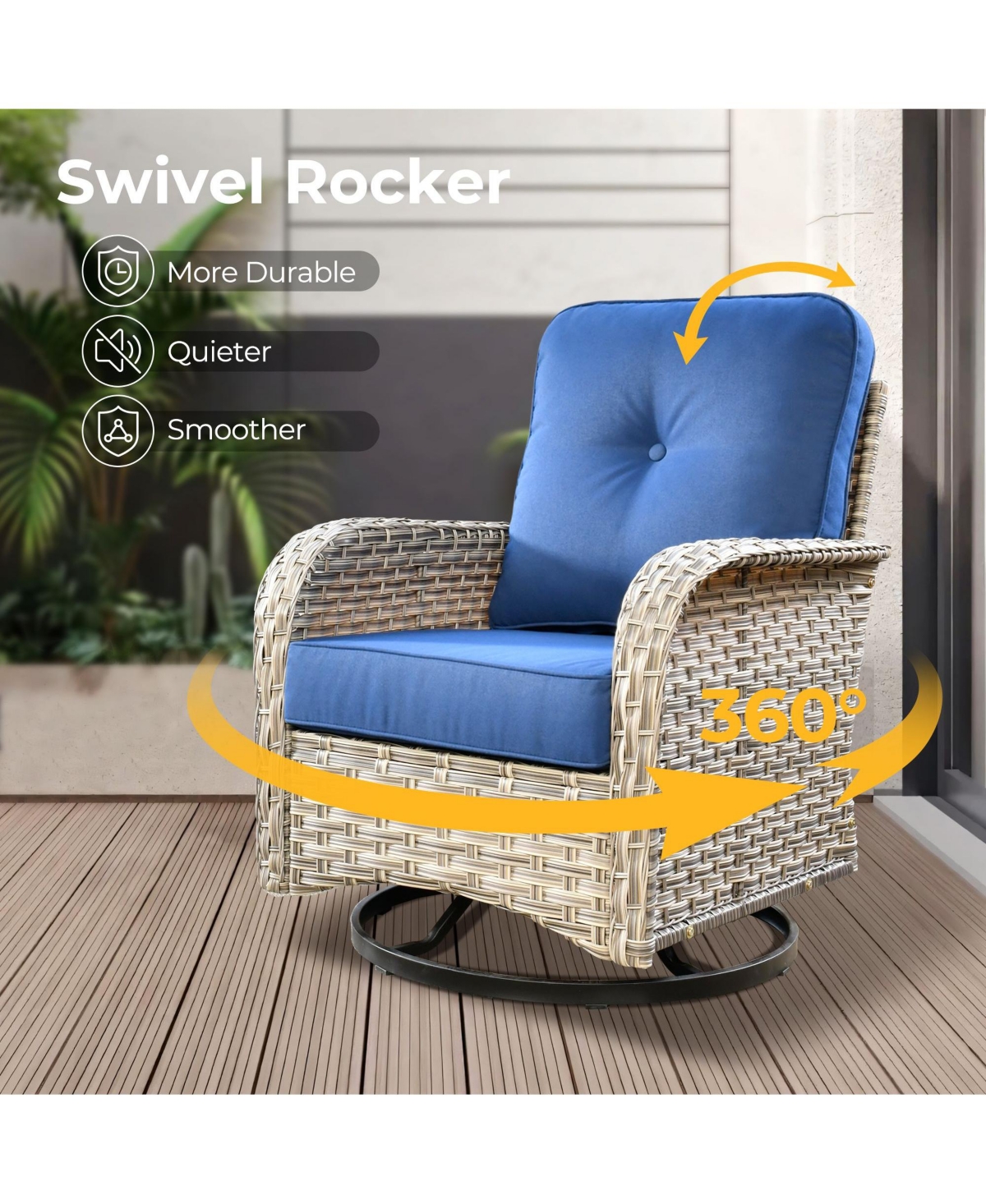 Xizzi 9 Pieces Wicker Outdoor Patio Furniture Set,Rattan Modular Sectional Sofa,Outside Swivel Rocking Chairs Coversation Set with Side Table