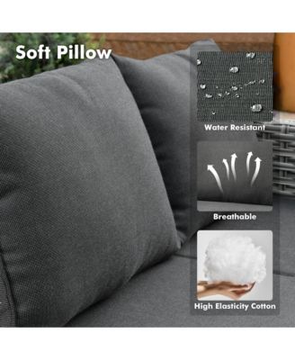 9 Pieces Wicker Outdoor Patio Furniture Set,Rattan Modular Sectional Sofa,Outside Swivel Rocking Chairs Coversation Set with Side Table