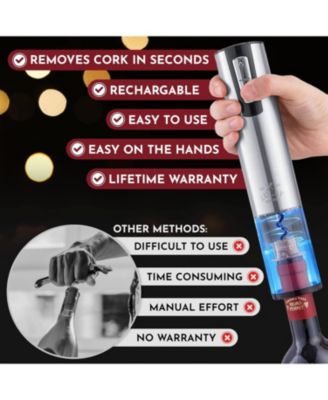 Rechargeable Electric 3-in-1 Wine Bottle Opener Set with Foil Cutter