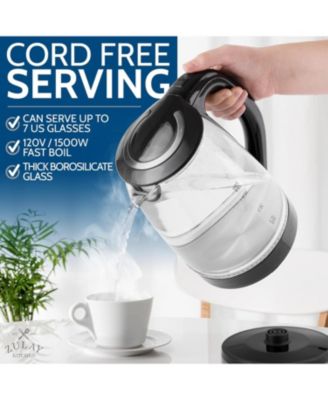 1.7L Glass Electric Kettle with Blue LED Light - Borosilicate Glass Hot Water Kettle Electric