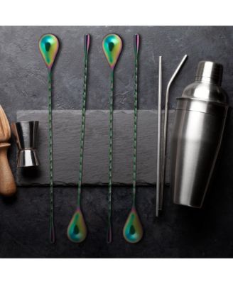 Premium 12 Inch Stainless Steel Cocktail Spoon - Long Attractive Spiral Design for Layering Drinks