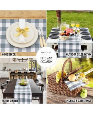 Thick Poly Cotton Buffalo Plaid Table Runners for Decor, Dining Table, Indoor & Outdoor (14"x72")