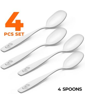 Kids and Toddler Cutlery Set Designed For Self Feeding - 4 Piece Spoon