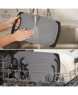 3 Piece Set Non Slip Kitchen Cutting Board with Juice Groove