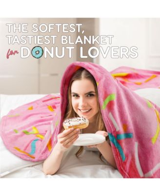 Double Sided Donut Blanket - Holiday Novelty Soft Flannel Round Blankets Premium 280 GSM (60 inches)