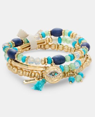 3-Pc. Set Evil Eye Charm Beaded Stretch Bracelets 