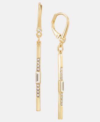 Gold-Tone Drama Crystal Pav&eacute; Bar Linear Earrings