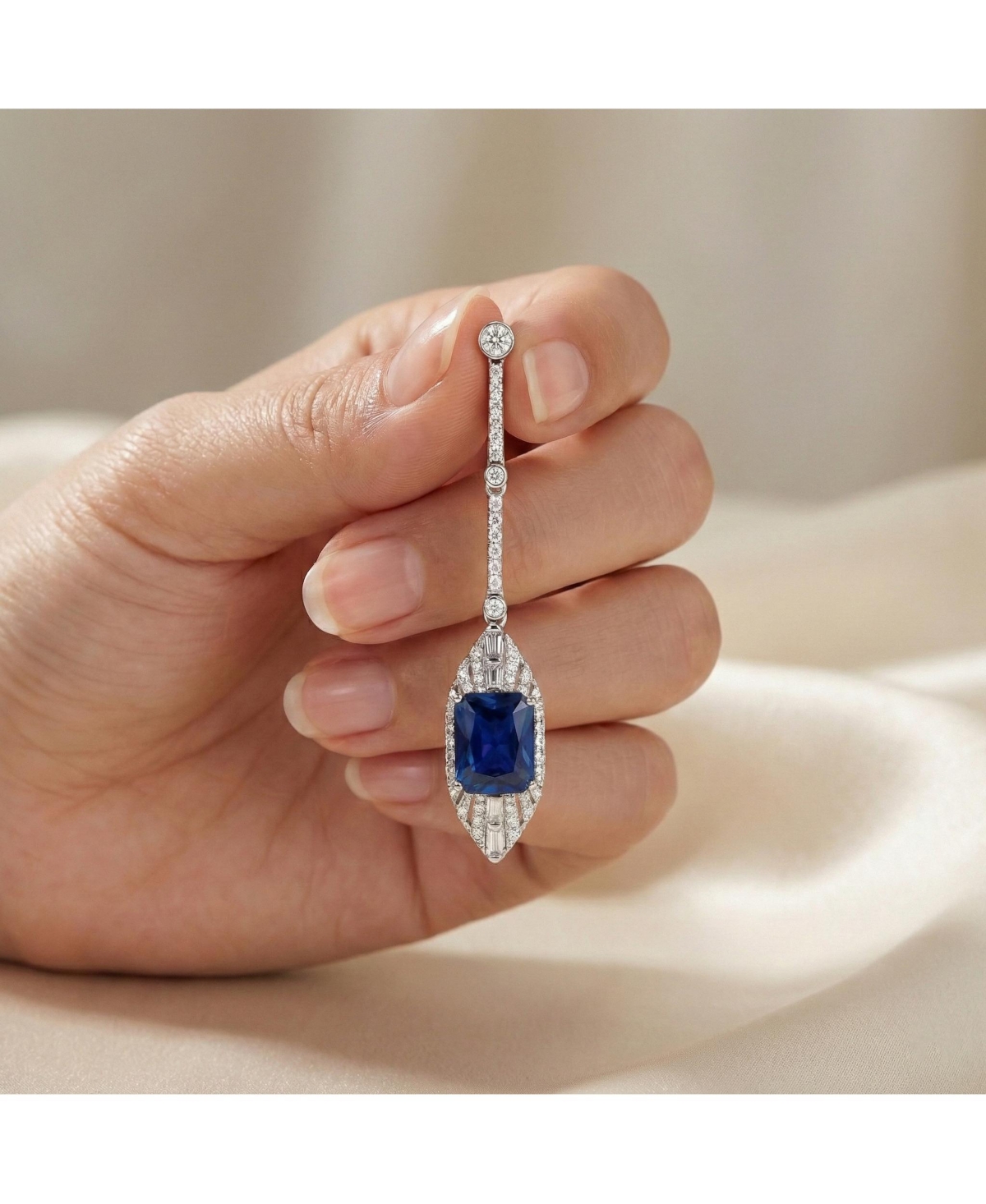 Dazzling Sterling Silver & White Gold-Plated Cubic Zirconia Drop Earrings