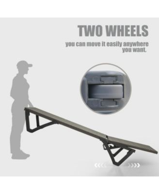 Pool Lounge Chairs Set of 2, Wicker Adjustable Outdoor Chaise Lounge with Wheels, Poolside Chairs