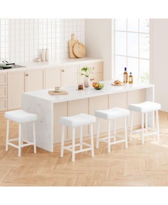 Counter Height Bar Stools Set of 2, PU Leather Barstools with Heavy Duty Metal Legs