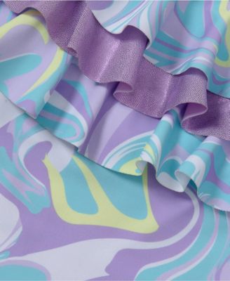 Girls Chlorine Resistant X-Back Ruffle One Piece Swimsuit