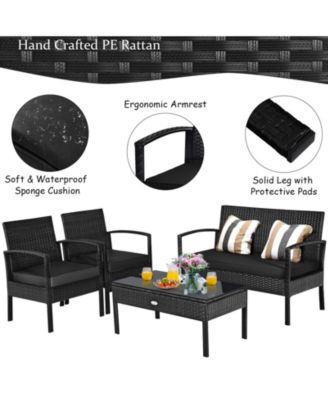 Set Of 8 Outdoor Patio Rattan Furniture Set Cushioned Sofa Coffee Table Garden Deck