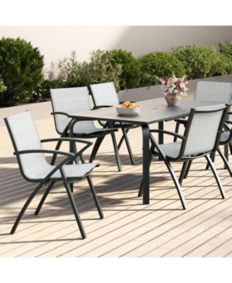 71 in Outdoor Aluminum Patio Dining Table Umbrella Hole, Aluminum Patio Table with Weatherproof & Rust-Proof Design