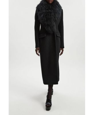 Women's Wool Detachable Collar Midi Coat