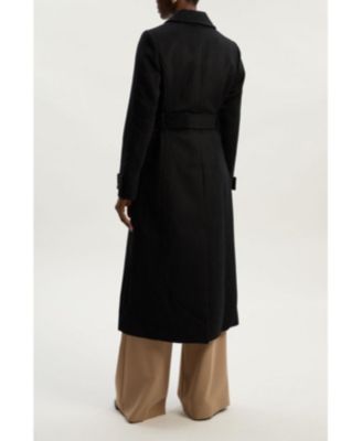 Women's Wool Blend Belted Midi Coat