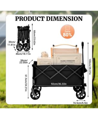 Convertible Folding Heavy Duty Wagon Cart - All-Terrain Wheels, Adjustable Handle, 450lbs Capacity for Camping, Garden and Outdoor Transport