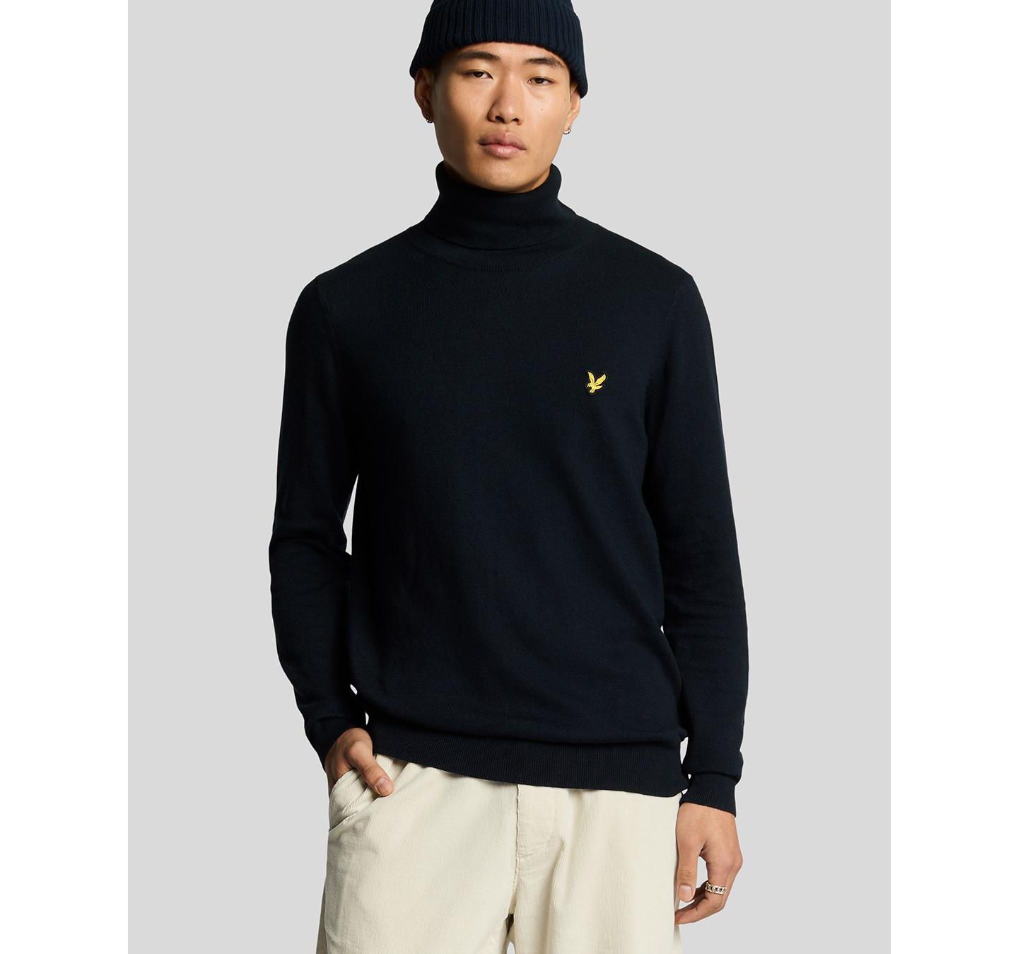 Мужской свитер Lyle & Scott Cotton Merino Turtleneck, цвет: Тёмный тёмно-синий — фото 6