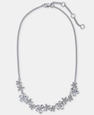 Crystal Flower Statement Necklace, 16" + 3" extender