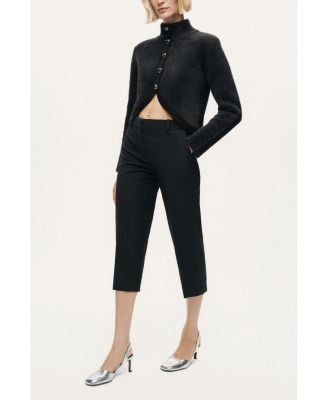 Women's Heart-Button Cutaway Mock-Neck Cardigan