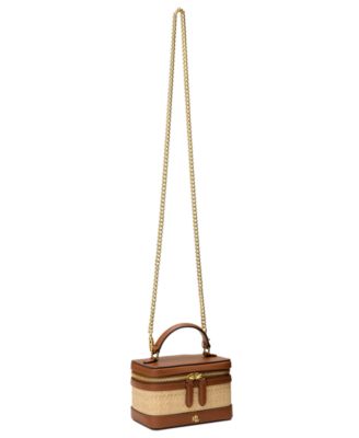 Hallee Small Straw & Leather Crossbody Bag