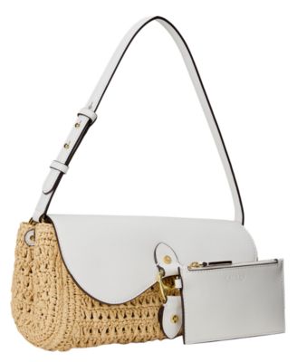 Straw-Leather  Small Tasha East-West Shoulder Bag