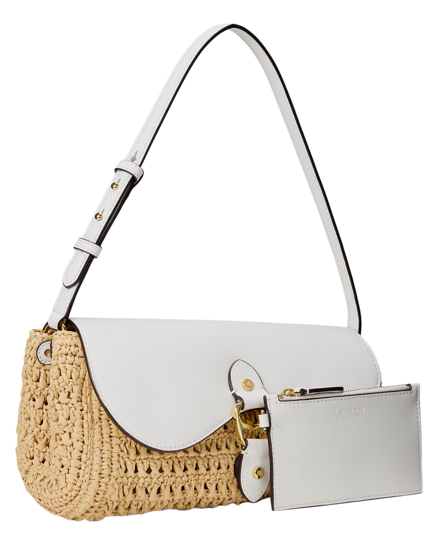 Женская сумка Lauren Ralph Lauren Tasha Small Straw East-West Shoulder, цвет: Белый — фото 4