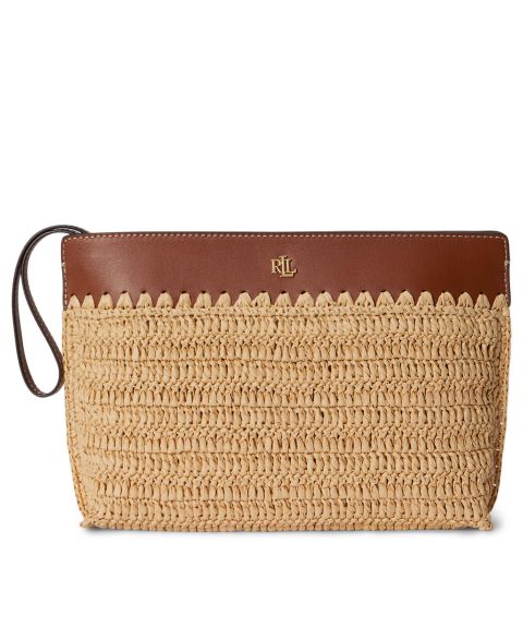 Женские Lauren Ralph Lauren Leather-Trim Crocheted Straw Large Wallet