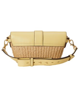 Small Lynden Straw-Leather Shoulder Bag 