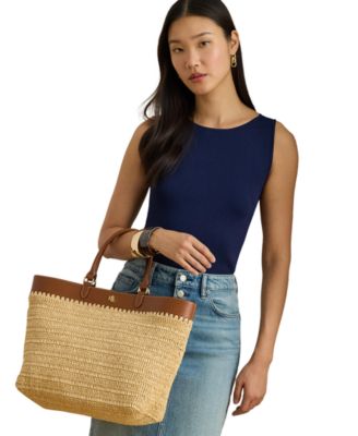 Leather Straw Extra-Large Kyla Tote Bag 