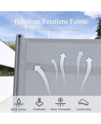 Outdoor Chaise Lounge Set of 2, Woven Polypropylene Seats, Stackable Aluminum Frame Patio Chairs