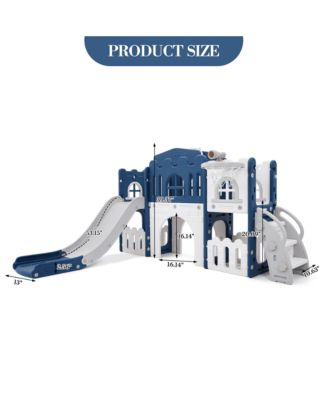 8-In-1 Indoor Playground With Slide:Slide Playset, Includes Slide, Basketball Hoop, Climber