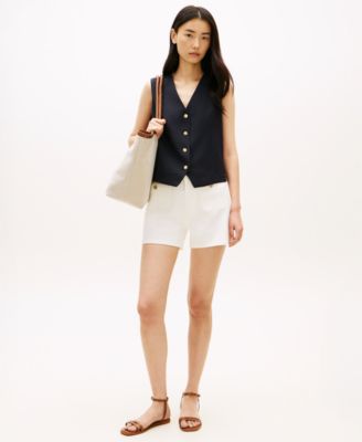 Women's White Denim Patch Pocket Shorts