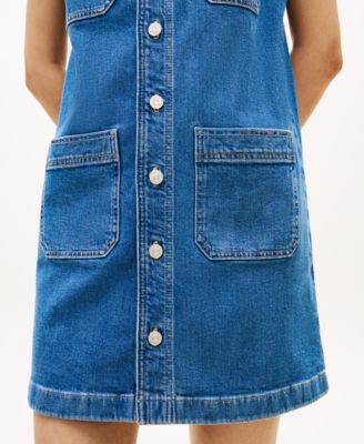 Women's Crewneck Mid-Blue Denim Mini Dress