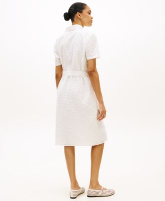 Women's Broderie Knee-Length Short-Sleeve Shirt Dress