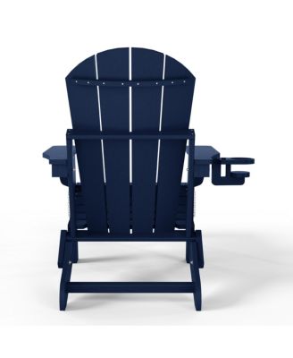 Folding Adjustable Adirondack Chair with Retractable Ottoman and Cup Holder