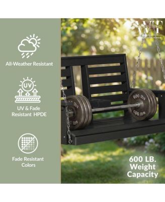 Outdoor 54" HDPE With Cupholders Porch Swing Bench