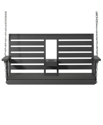 Outdoor 54" HDPE With Cupholders Porch Swing Bench