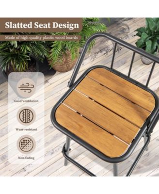 27.5'' Heavy-duty Metal Frame Bar Height Chairs w/ Footrest & Backrest for Patio