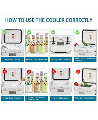 16 Quart 24-Can Capacity Portable Insulated Ice Cooler with 2 Cup Holders