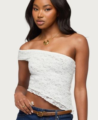 Women's Asymmetric One Shoulder Lace Top